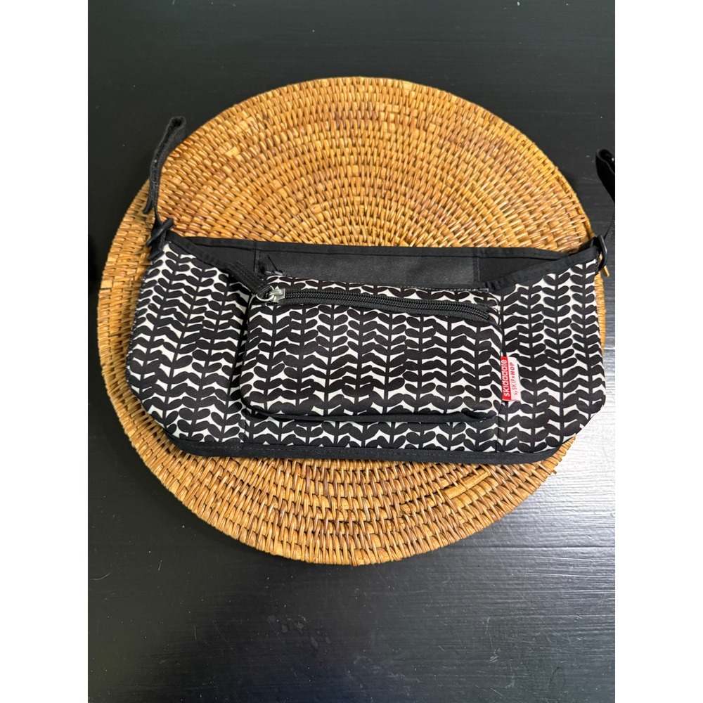 Skiphop Skidaddle Stroller Organizer Caddy Black White Pattern Detachable Pouch